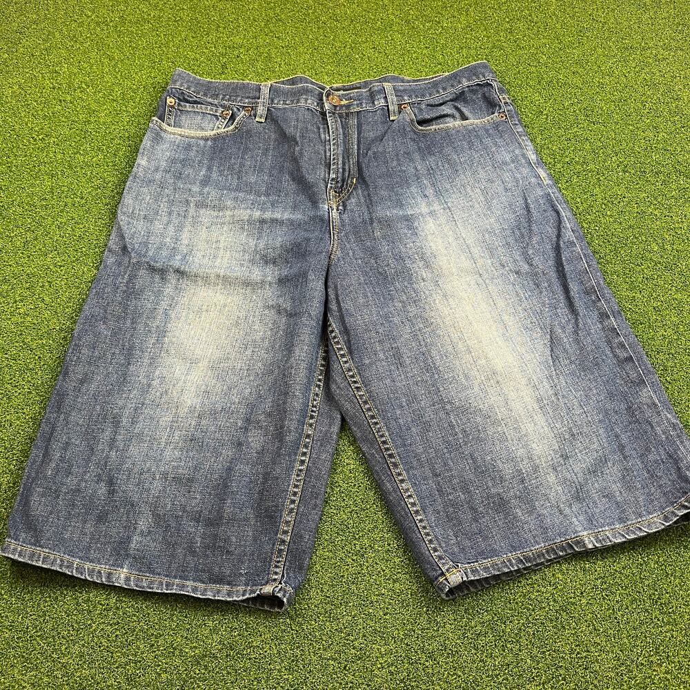 Vintage Sean John Mens Baggy Embriodered Crown Denim Shorts Sz 38